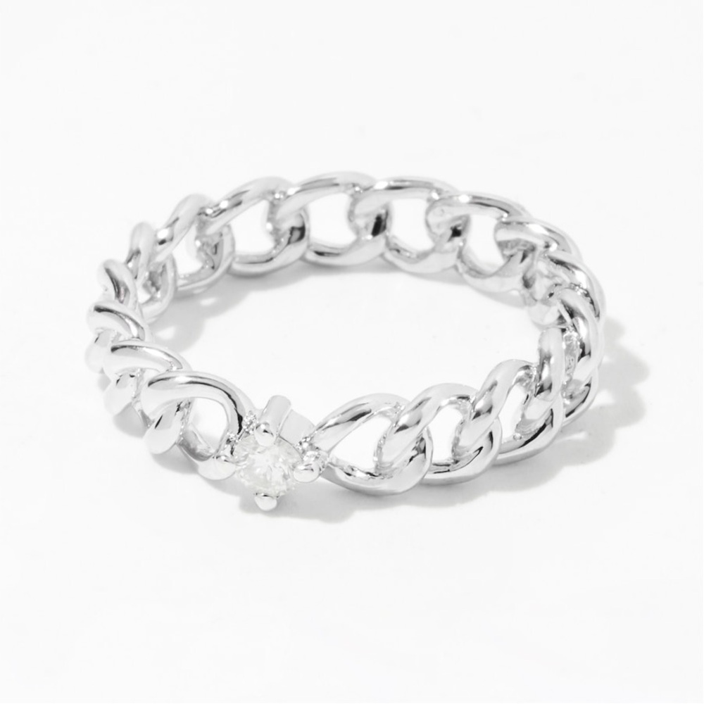 Sterling Silver 0.10 ctw Genuine Diamond Linked Ring